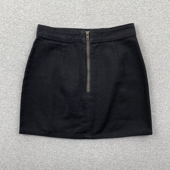 Lioness Lola Mini Skirt Small Black Cotton Blend High Waist Side Slit Going Out - Picture 2 of 10